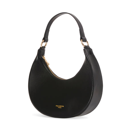 Moon - Half-moon black leather handbag