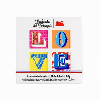 Love - Le Chocolat des Francais - 4 Chocolate Square Milk and Dark