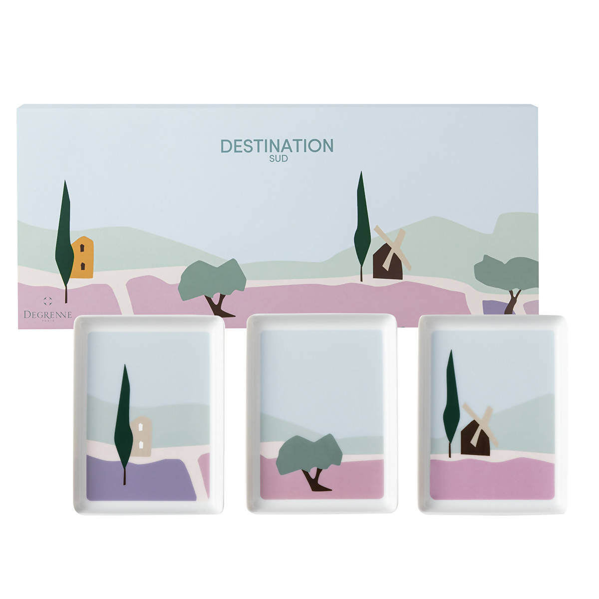 Destination Sud Gift box of small rectangular plates / trays by Degrenne Paris