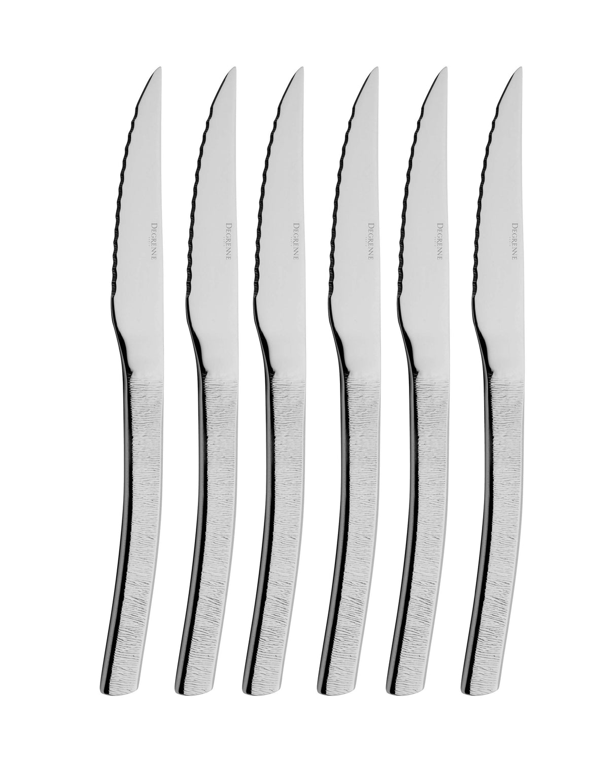 Astree Cisele Gift Box of Steak Knives Solid Handle Serrated by Degrenne Paris