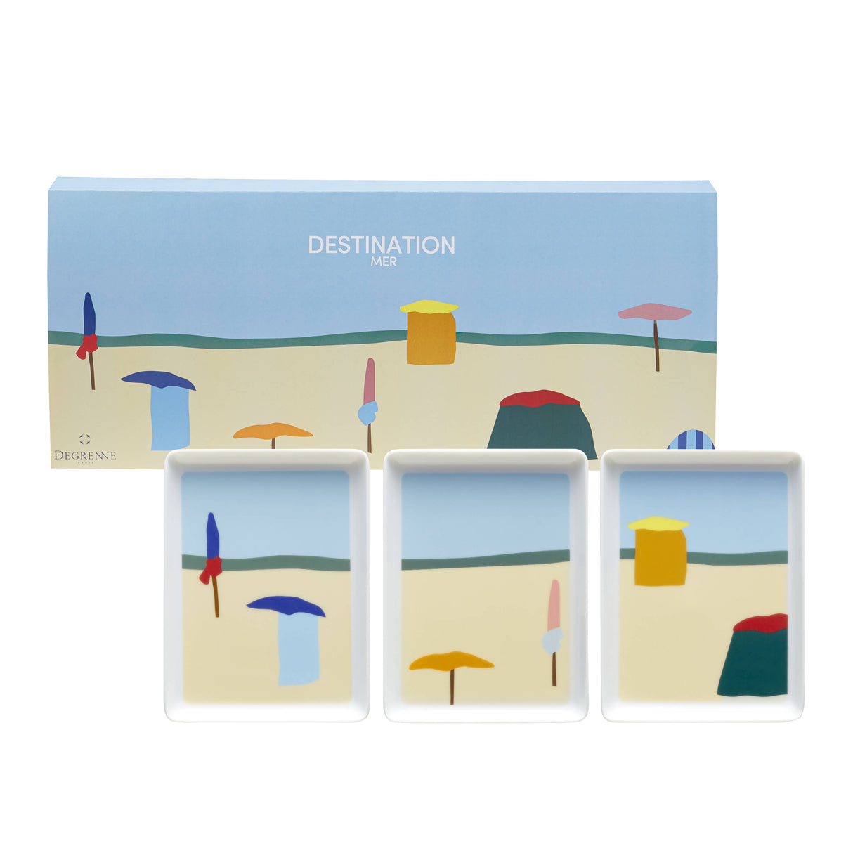 Destination Mer Gift box of small rectangular plates / trays by Degrenne Paris