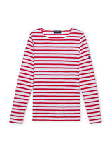 Saint James MINQUIDAME - Breton Striped Shirt with Long Sleeve | Soft Cotton | Women Fit (WHITE / RED)