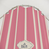 Shower Curtain — Pink Striped French 'Le Bain' Bathroom Decor