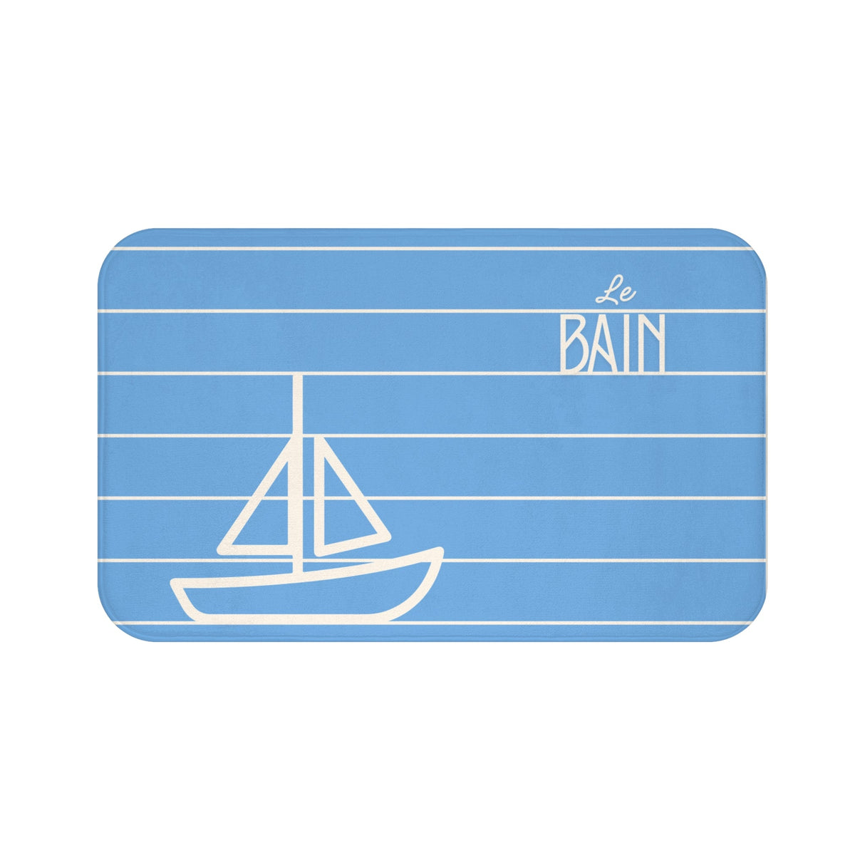 Nautical Baby Blue “Le Bain” Bath Mat