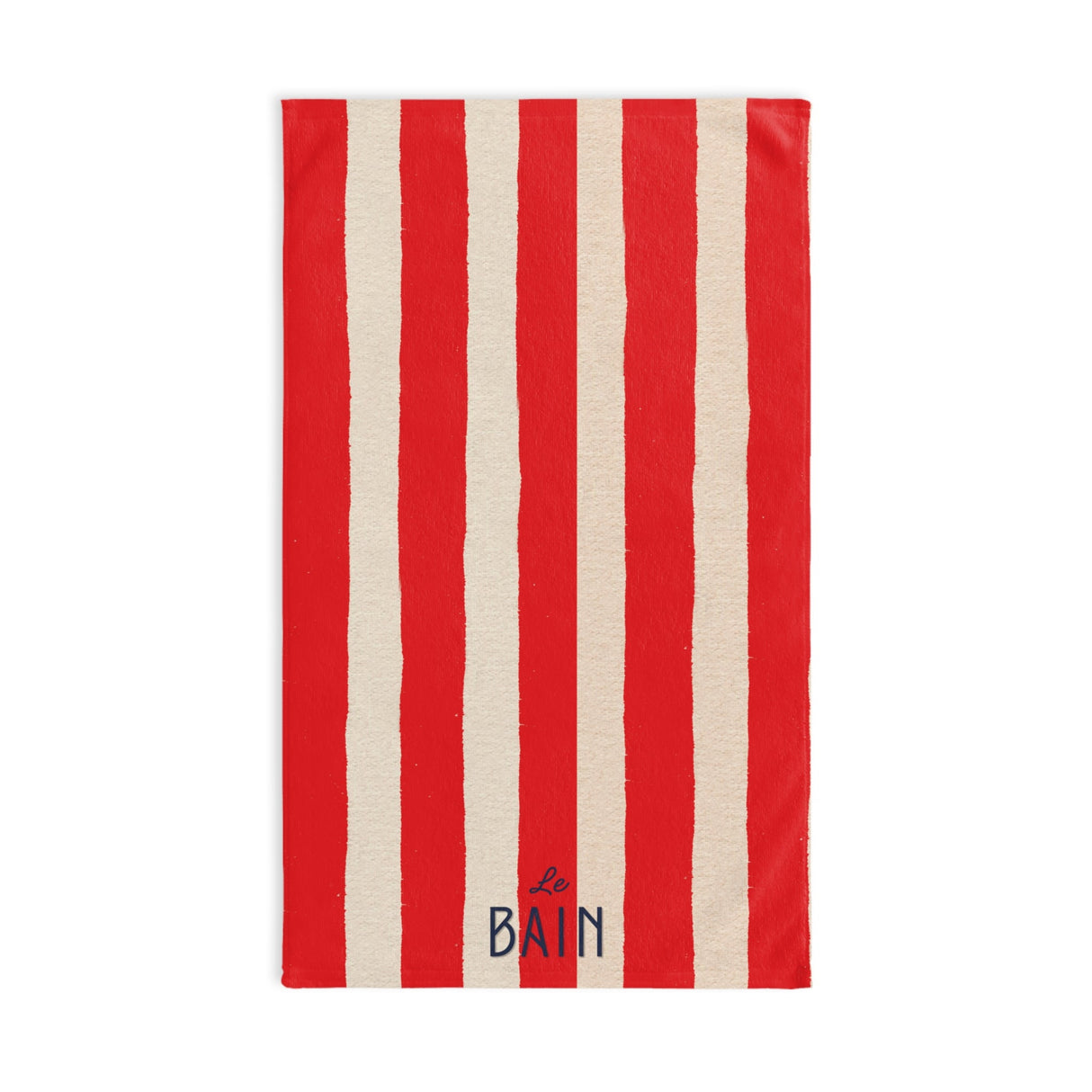 Le Bain Coral Red Striped Hand Towel