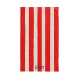 Le Bain Coral Red Striped Hand Towel