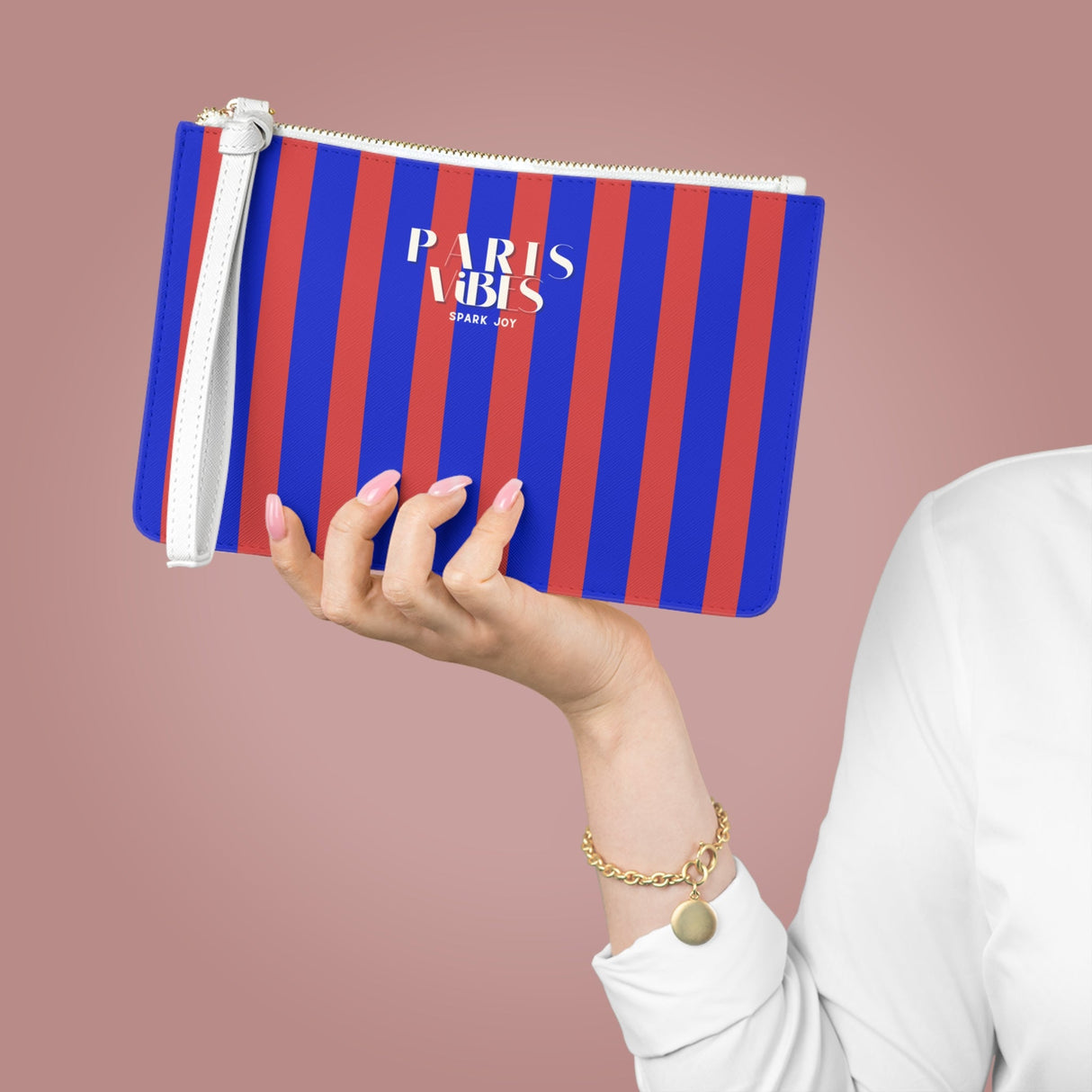 PARIS VIBES Blue Stripe Clutch Bag