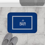 Le Bain Sea Blue Bath Mat — French Bathroom Rug with Modern Border