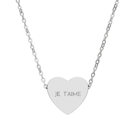 Heart Necklace - "Je T'aime"  Jewelry for Lovers