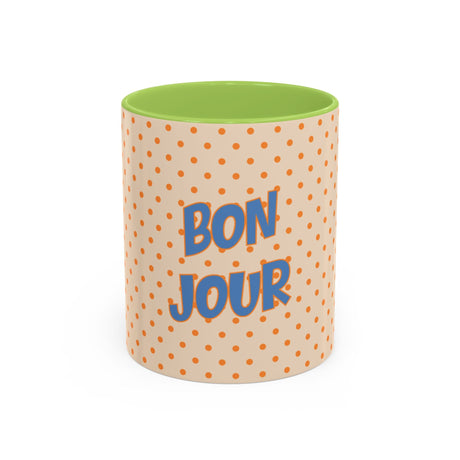 Bonjour Polka Dot Coffee Mug