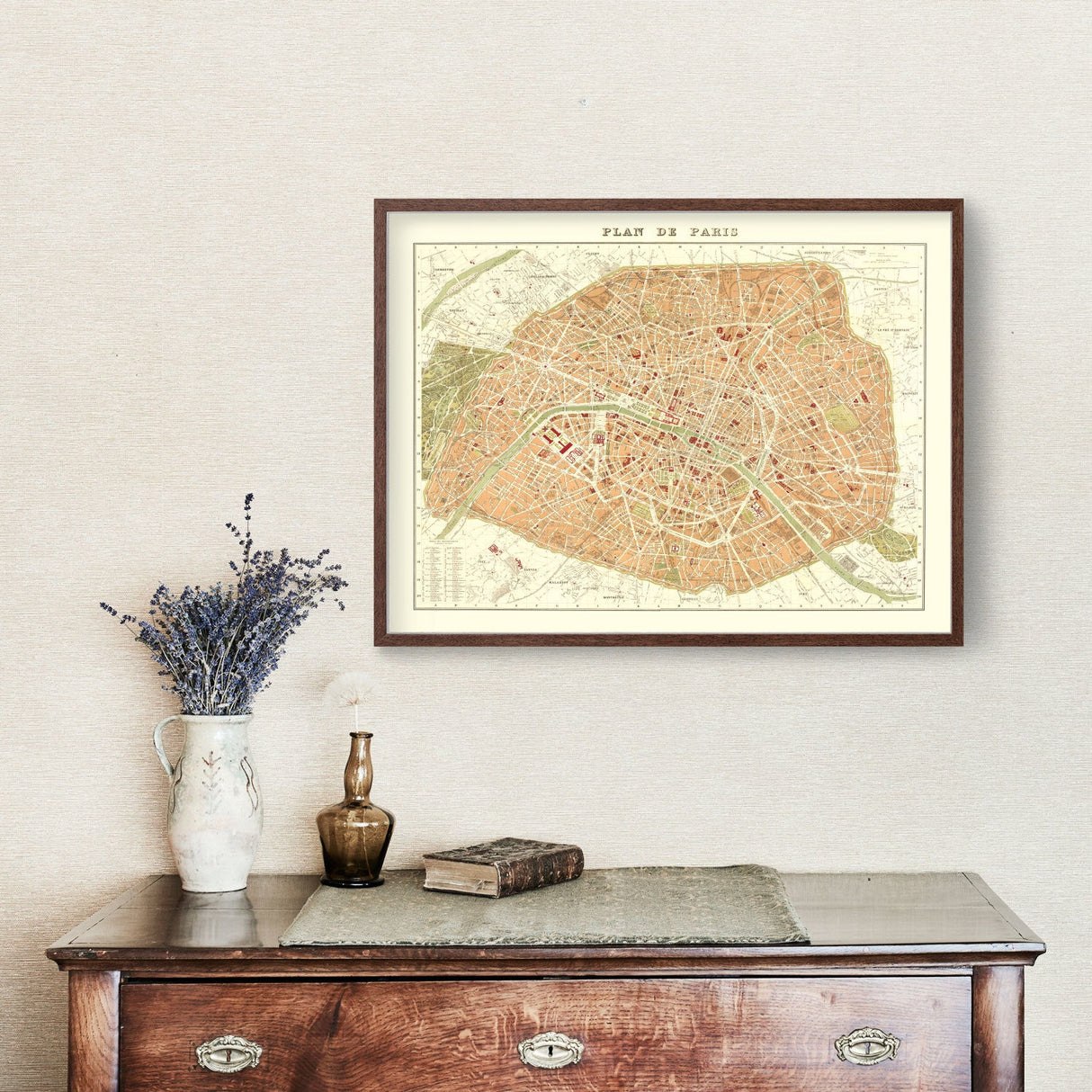 Vintage Map of Paris, France 1893