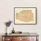 Vintage Map of Paris, France 1893