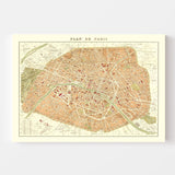 Vintage Map of Paris, France 1893