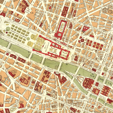 Vintage Map of Paris, France 1893