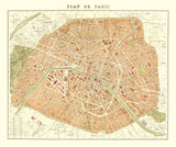 Vintage Map of Paris, France 1893