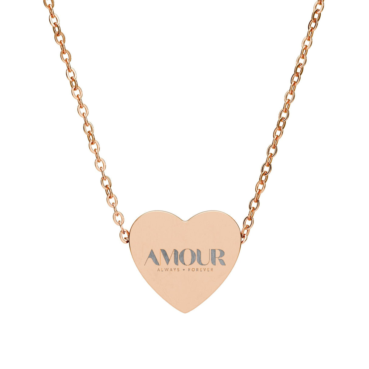 Engraved Heart AMOUR Necklace