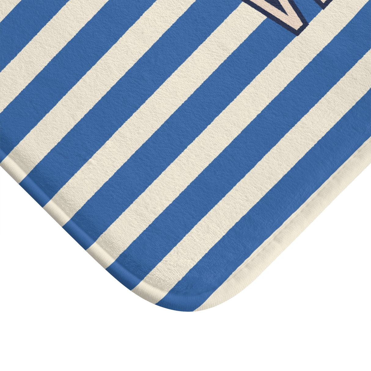 C'est la Vie Blue Striped Bath Mat — Nautical French Bathroom Rug