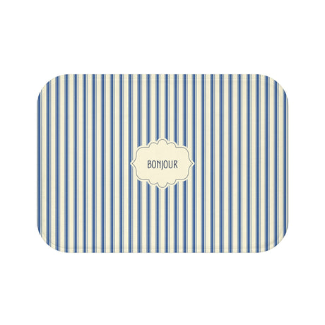 Bonjour French blue Stripe Bath Mat