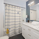 Rubber Duck Striped Shower Curtain — 'Le Bain' Kid's Bathroom Decor