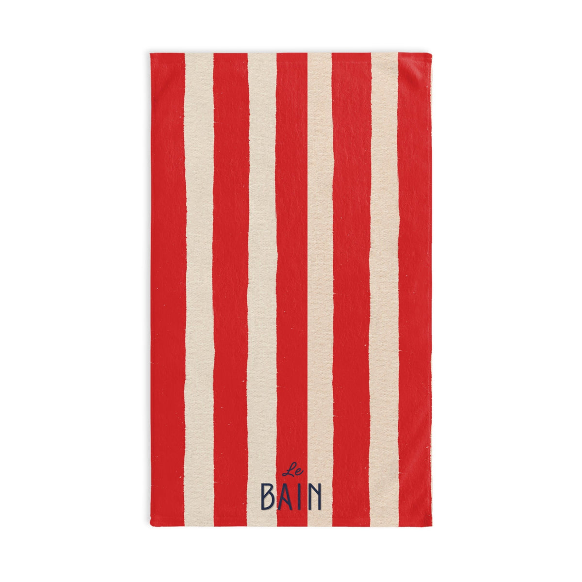 Le Bain Coral Red Striped Hand Towel
