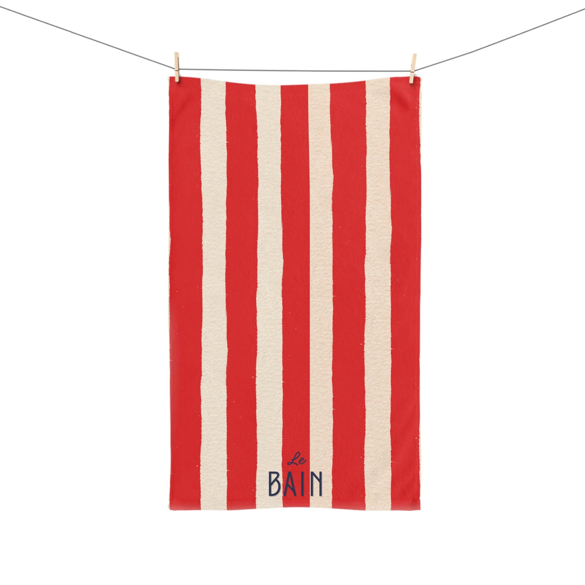 Le Bain Coral Red Striped Hand Towel
