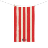 Le Bain Coral Red Striped Hand Towel
