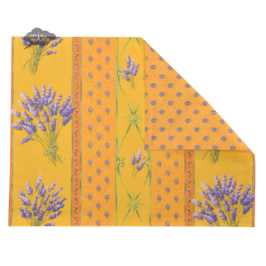 Lavender Yellow Acrylic-Coated Cotton Reversible Placemat by Le Cluny