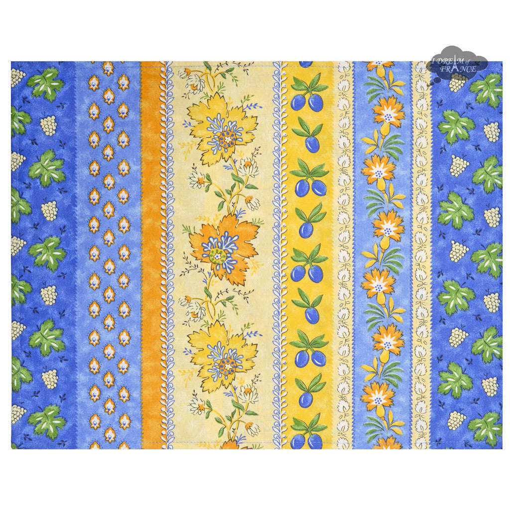 French Provencal placemat  Reversible - Monaco blue & yellow | Le Cluny