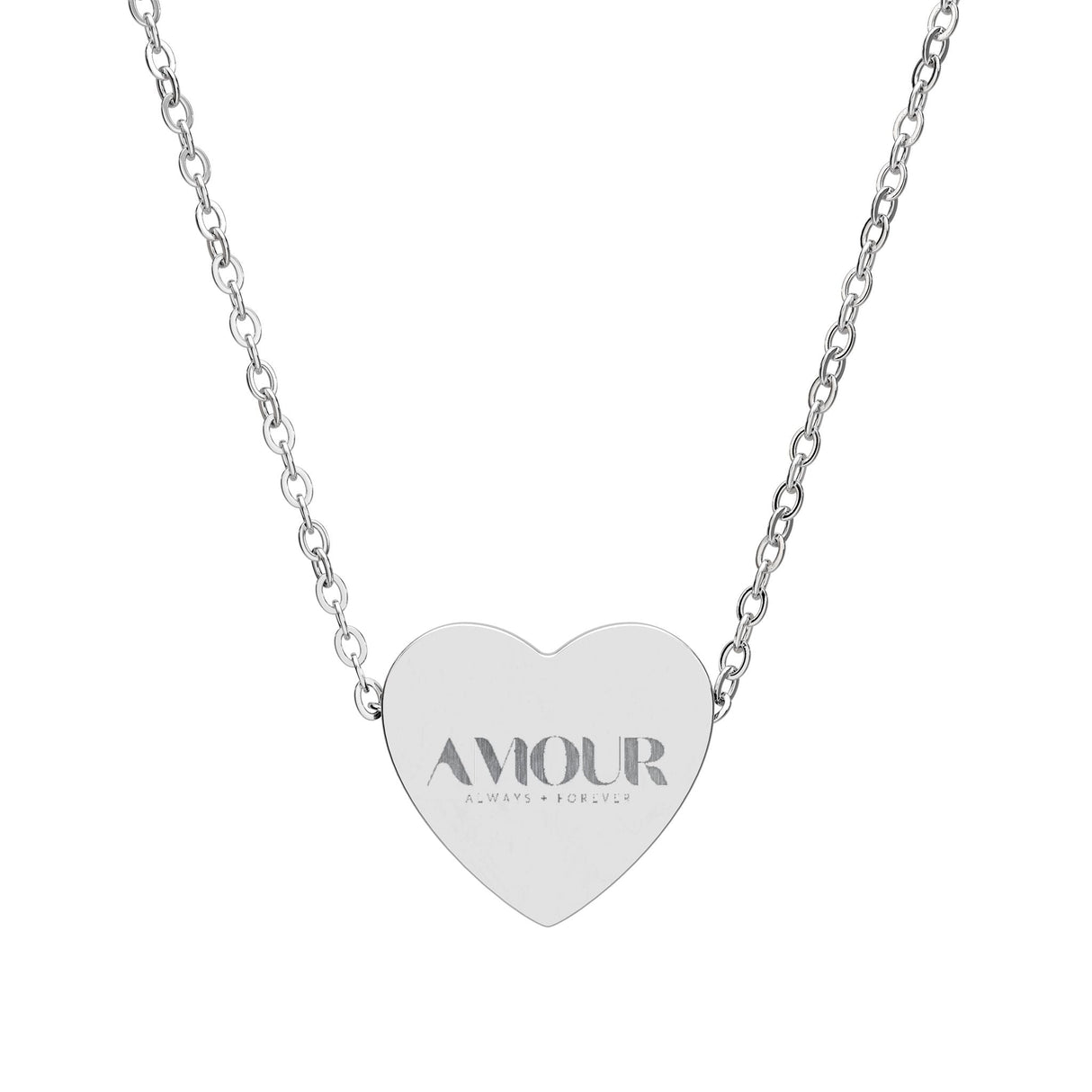 Engraved Heart AMOUR Necklace