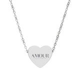 Engraved Heart AMOUR Necklace