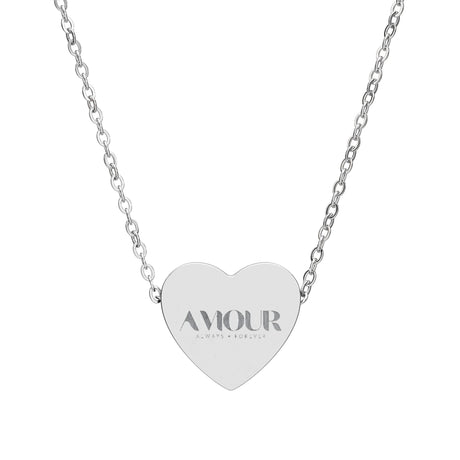 Engraved Heart AMOUR Necklace