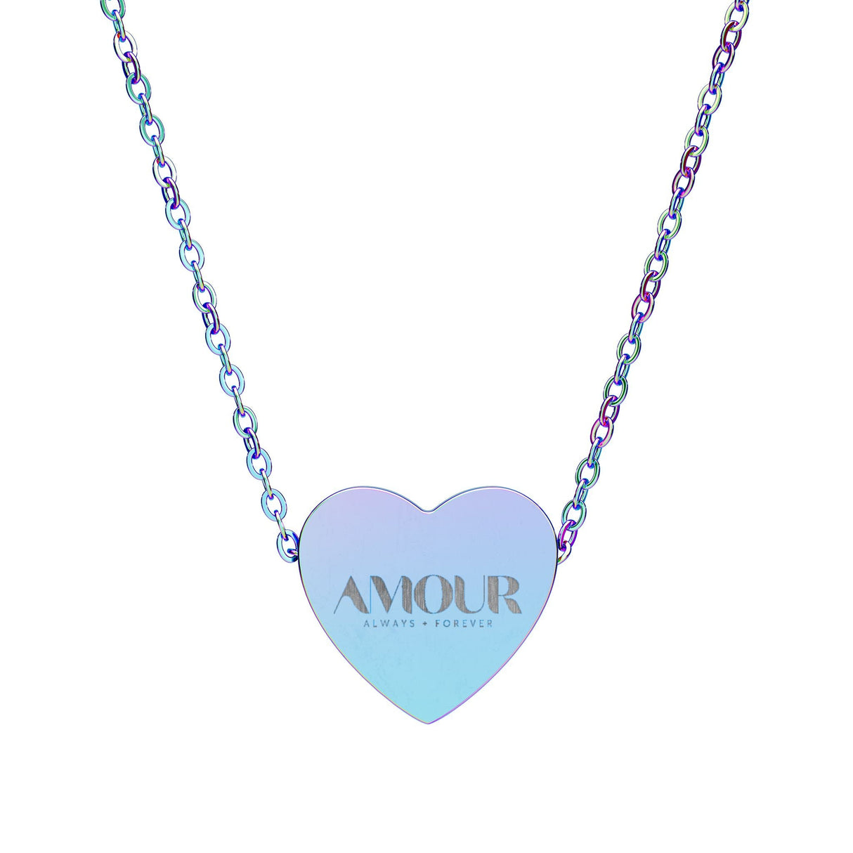Engraved Heart AMOUR Necklace