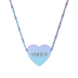 Engraved Heart AMOUR Necklace