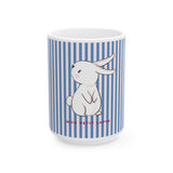 Blue Stripped Kid's Mug, Mon Petit Lapin