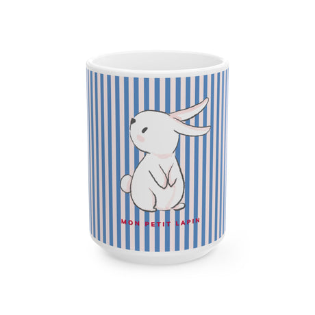 Blue Stripped Kid's Mug, Mon Petit Lapin