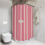 Shower Curtain — Pink Striped French 'Le Bain' Bathroom Decor