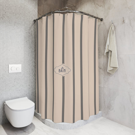 Shower Curtain — Grey Striped French 'Le Bain' Bathroom Decor