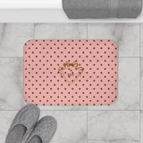 Polka Dot "Le Bain" Bath Mat — Pink & Brown Bathroom Rug