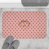 Polka Dot "Le Bain" Bath Mat — Pink & Brown Bathroom Rug