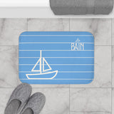 Nautical Baby Blue “Le Bain” Bath Mat