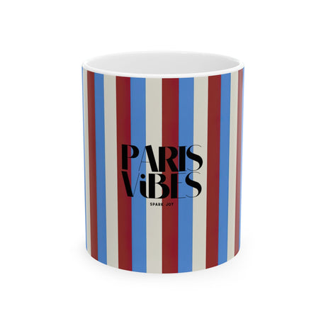 Paris Vibes Spark Joy Striped Ceramic Mug (11oz & 15oz)