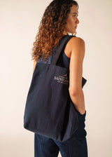Saint James STRIPED TOTE BAG - Tote Bag in Recycled Cotton (NAVY / ECRU)