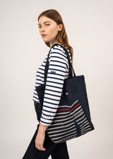 Saint James STRIPED TOTE BAG - Tote Bag in Recycled Cotton (NAVY / ECRU)