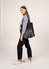 Saint James STRIPED TOTE BAG - Tote Bag in Recycled Cotton (NAVY / ECRU)