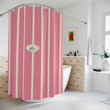 Shower Curtain — Pink Striped French 'Le Bain' Bathroom Decor