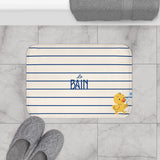 Rubber Duck Bath Mat – Cute 'Le Bain' Striped Bathroom Rug for Kids & Nursery
