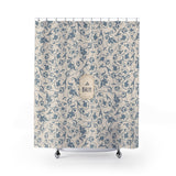 French 'Le Bain' Elegant Floral Shower Curtain | Neutral Beige Vintage Bath