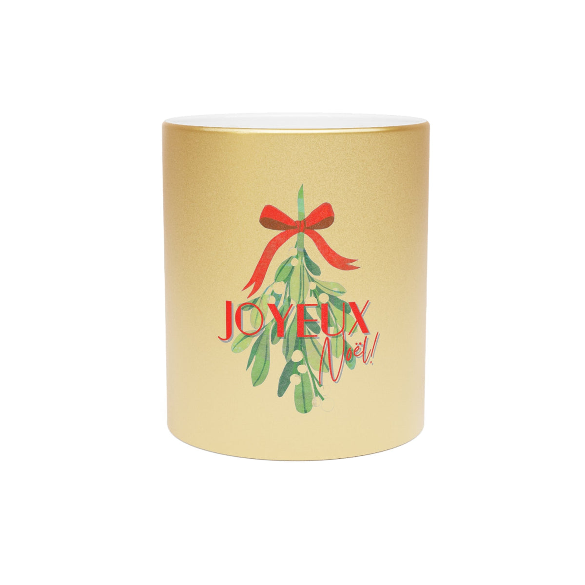 Metallic Joyeux Noel Christmas Morning Cup, Holiday Sparkle