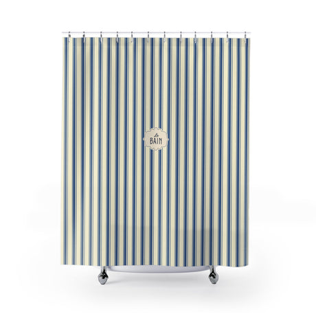Le Bain Striped French Blue Shower Curtain | Nautical French Bathroom