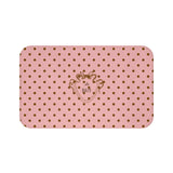 Polka Dot "Le Bain" Bath Mat — Pink & Brown Bathroom Rug